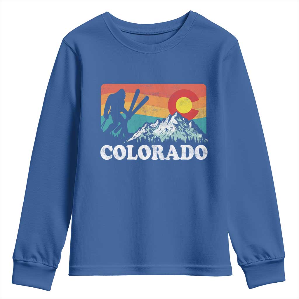 Funny Colorado Skiing Bigfoot Snow Mountain Winter Sport Youth Sweatshirt - Wonder Print Shop