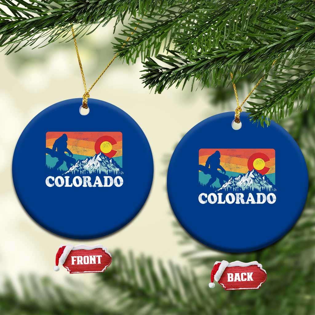 Funny Colorado Snowboarding Bigfoot Mountain Winter Sport Ceramic Ornament - Wonder Print Shop