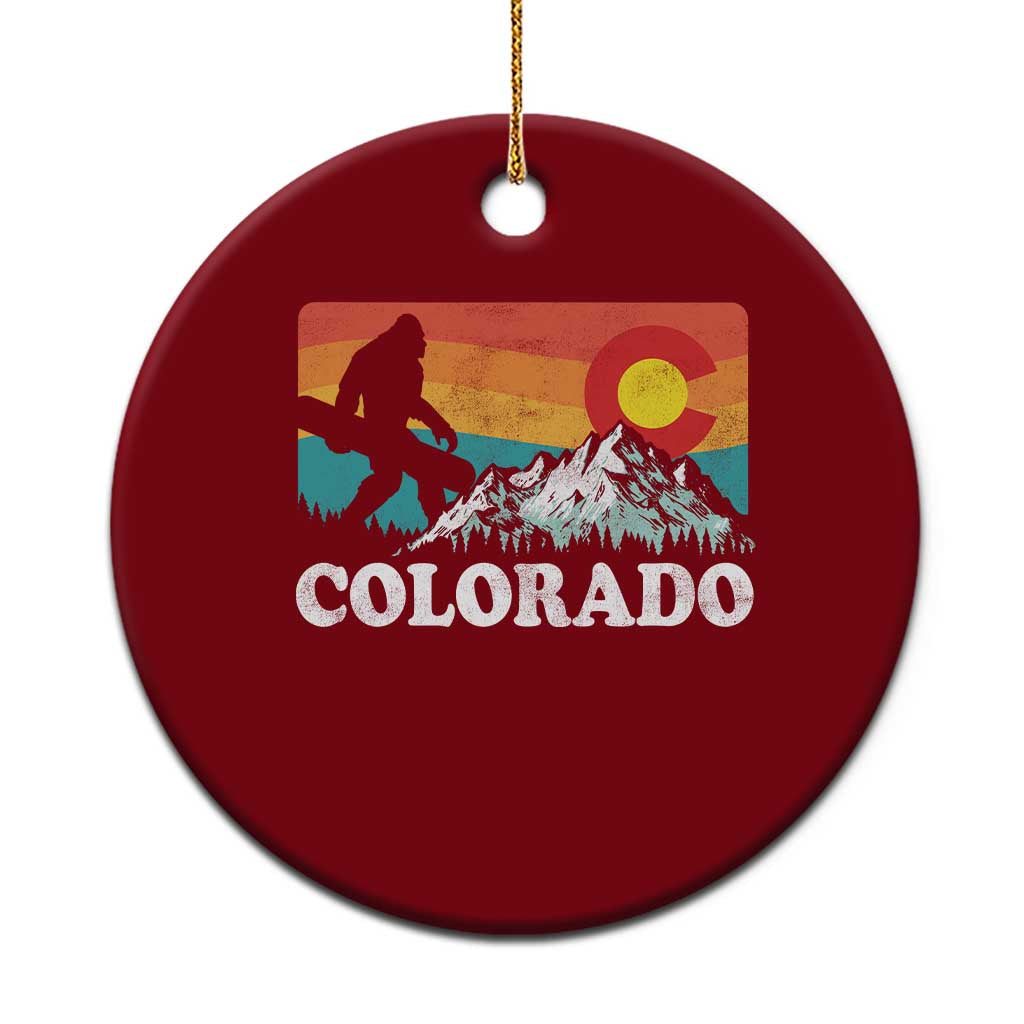 Funny Colorado Snowboarding Bigfoot Mountain Winter Sport Ceramic Ornament - Wonder Print Shop