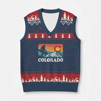 Funny Colorado Snowboarding Bigfoot Mountain Winter Sport V-Neck Knit Sweater Vest - Wonder Print Shop