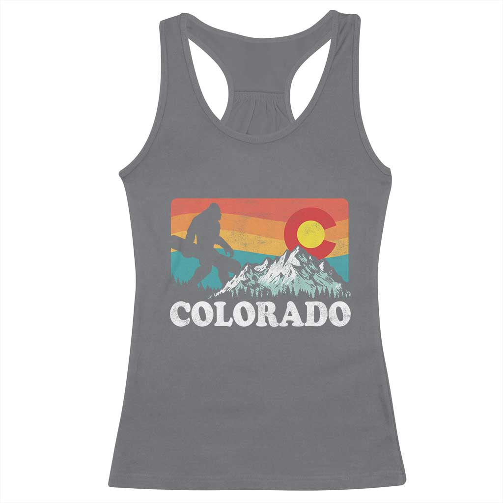 Funny Colorado Snowboarding Bigfoot Mountain Winter Sport Racerback Tank Top - Wonder Print Shop