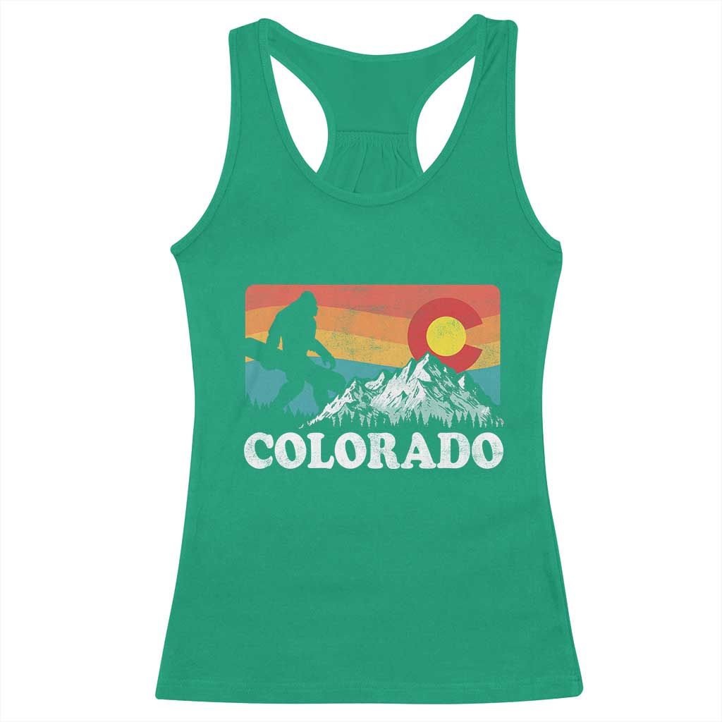 Funny Colorado Snowboarding Bigfoot Mountain Winter Sport Racerback Tank Top - Wonder Print Shop