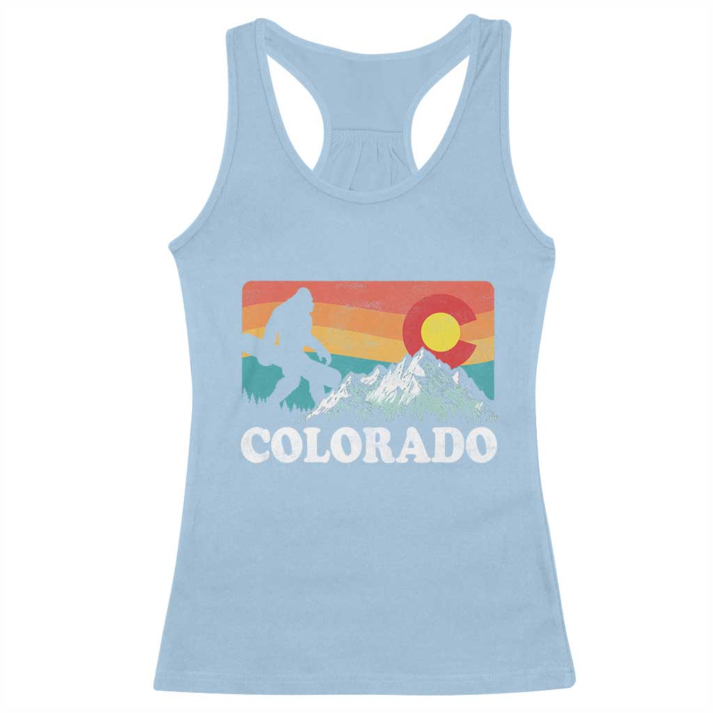 Funny Colorado Snowboarding Bigfoot Mountain Winter Sport Racerback Tank Top - Wonder Print Shop