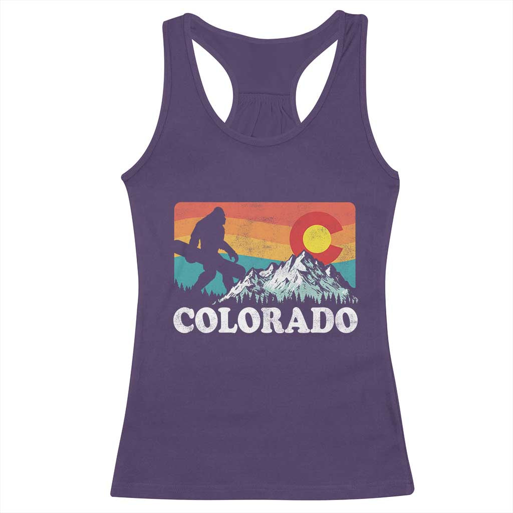 Funny Colorado Snowboarding Bigfoot Mountain Winter Sport Racerback Tank Top - Wonder Print Shop
