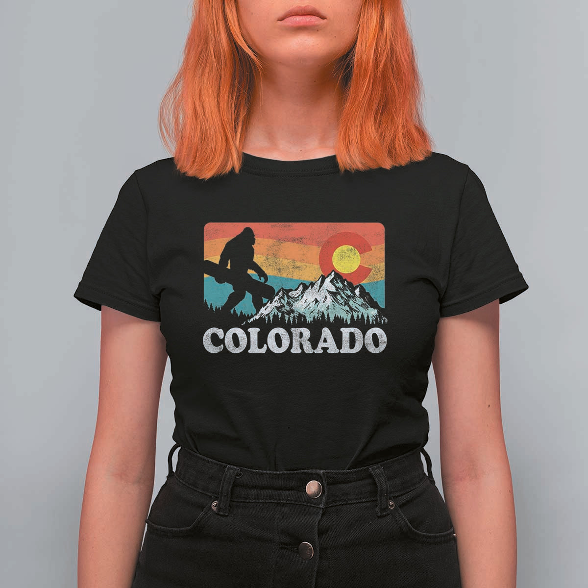 Funny Colorado Snowboarding Bigfoot Mountain Winter Sport T Shirt For Women - Wonder Print Shop