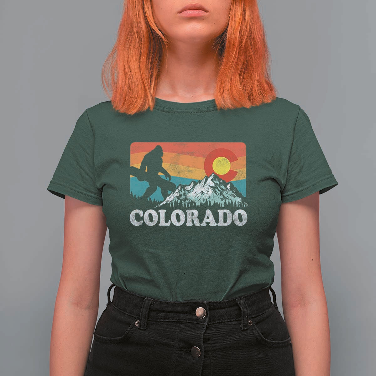 Funny Colorado Snowboarding Bigfoot Mountain Winter Sport T Shirt For Women - Wonder Print Shop