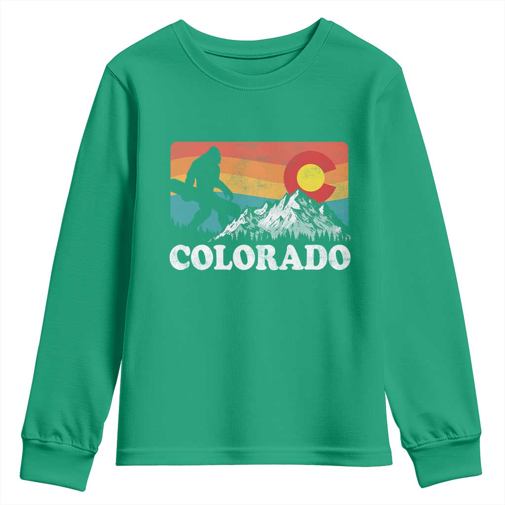 Funny Colorado Snowboarding Bigfoot Mountain Winter Sport Youth Sweatshirt - Wonder Print Shop