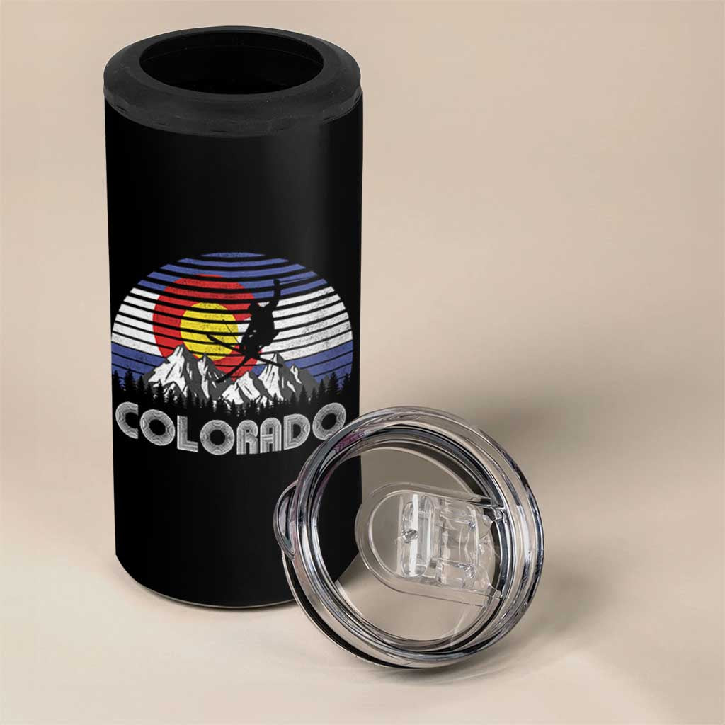 Ski Skiing Colorado Snow Mountain Winter Sport 4 in 1 Can Cooler Tumbler - Wonder Print Shop