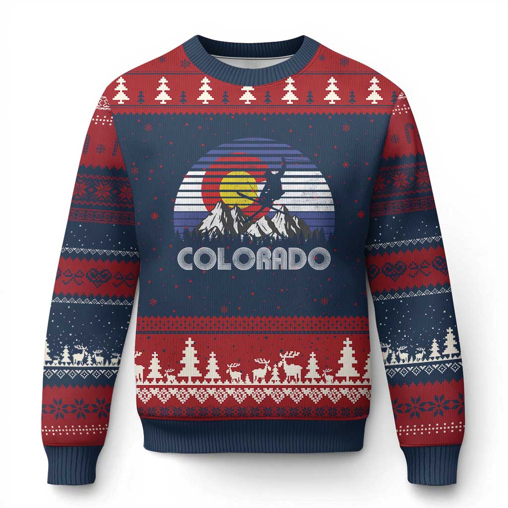 Ski Skiing Colorado Snow Mountain Winter Sport Ugly Christmas Sweater - Wonder Print Shop