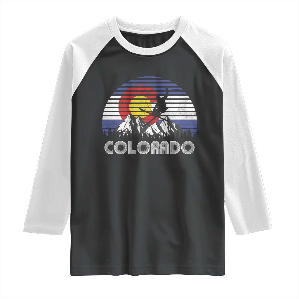 Ski Skiing Colorado Snow Mountain Winter Sport Raglan Shirt - Wonder Print Shop