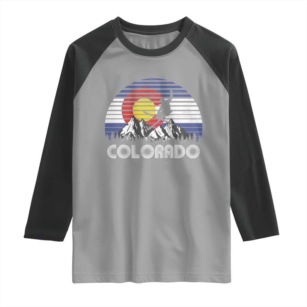 Ski Skiing Colorado Snow Mountain Winter Sport Raglan Shirt - Wonder Print Shop