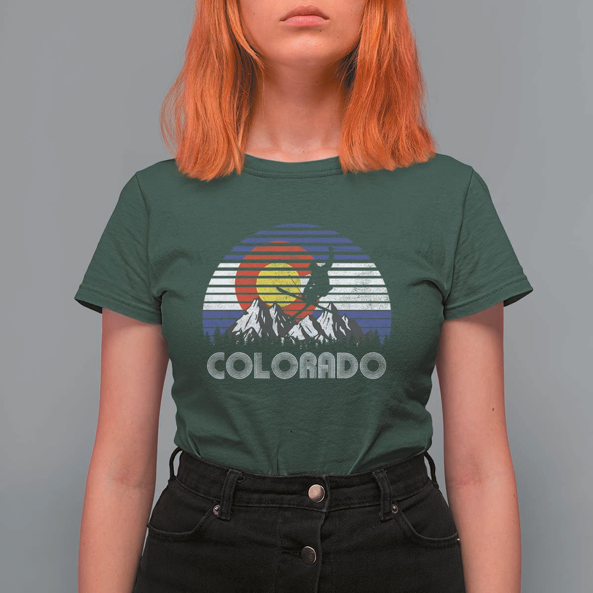 Ski Skiing Colorado Snow Mountain Winter Sport T Shirt For Women - Wonder Print Shop
