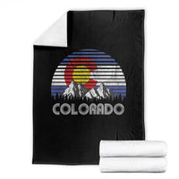 Colorado Flag Mountain 70s Retro Patriotic Colorado State Day Throw Blanket - Wonder Print Shop