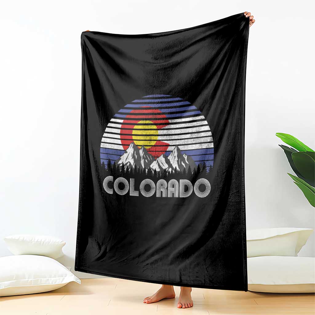 Colorado Flag Mountain 70s Retro Patriotic Colorado State Day Throw Blanket - Wonder Print Shop