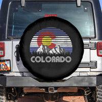 Colorado Flag Mountain 70s Retro Patriotic Colorado State Day Spare Tire Cover - Wonder Print Shop