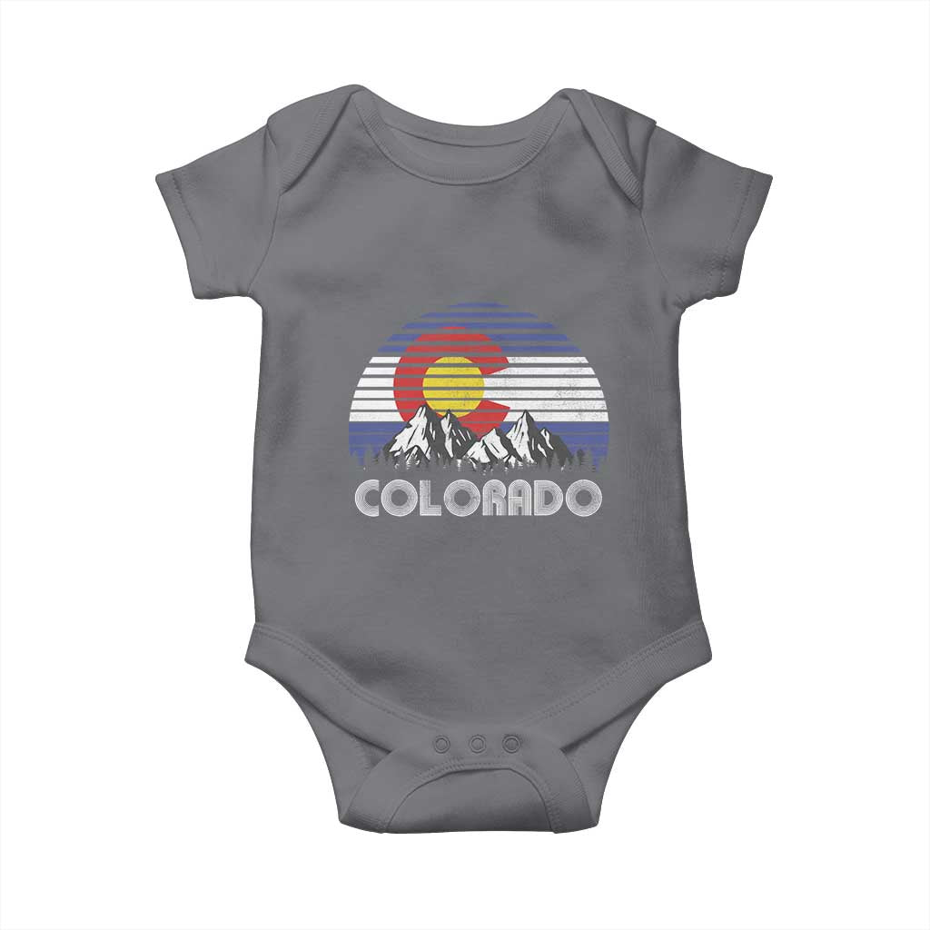 Colorado Flag Mountain 70s Retro Patriotic Colorado State Day Baby Onesie - Wonder Print Shop