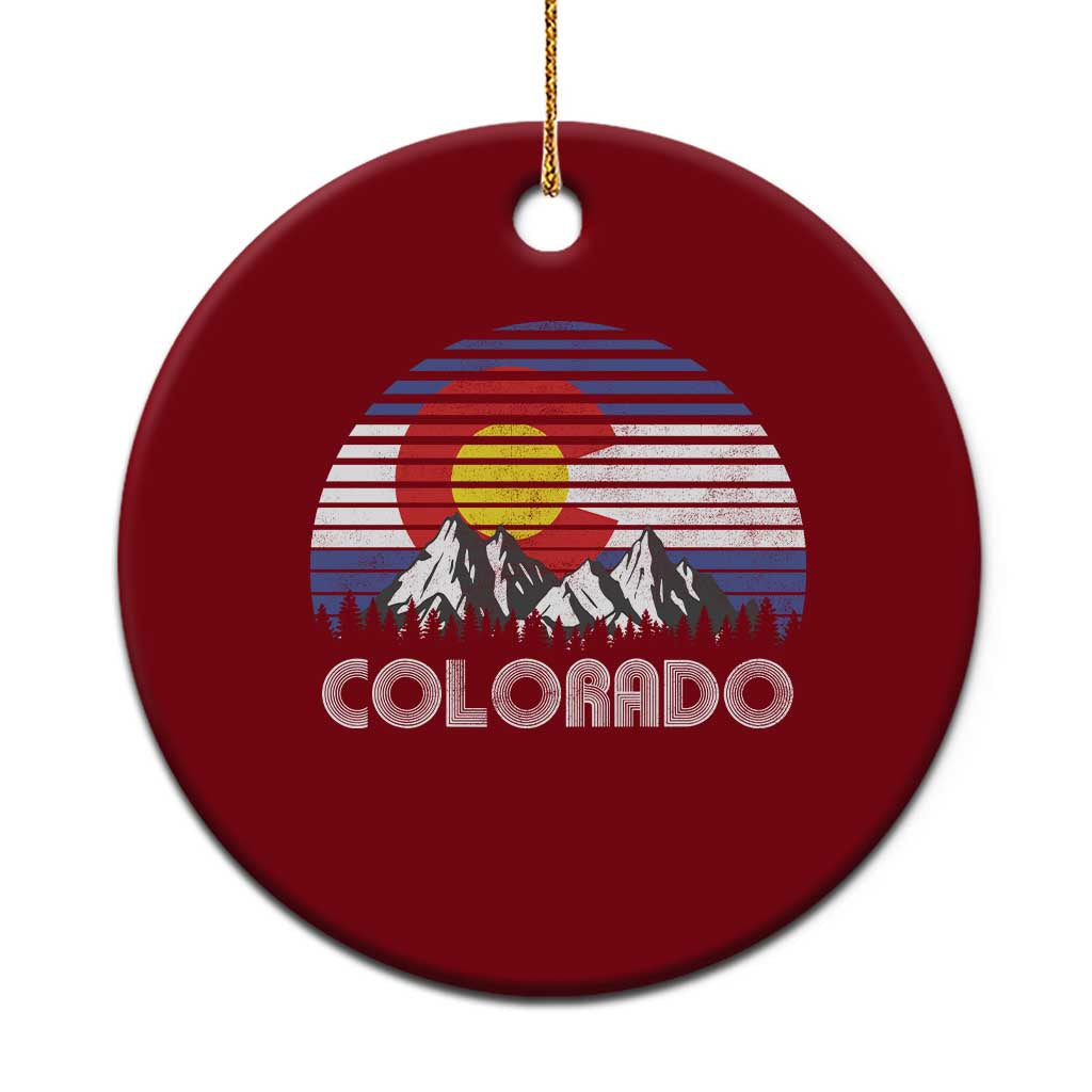 Colorado Flag Mountain 70s Retro Patriotic Colorado State Day Ceramic Ornament - Wonder Print Shop