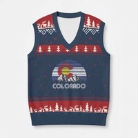 Colorado Flag Mountain 70s Retro Patriotic Colorado State Day V-Neck Knit Sweater Vest - Wonder Print Shop