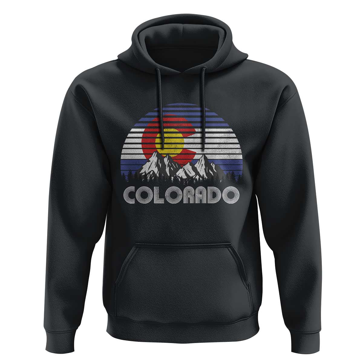 Colorado Flag Mountain 70s Retro Patriotic Colorado State Day Hoodie - Wonder Print Shop