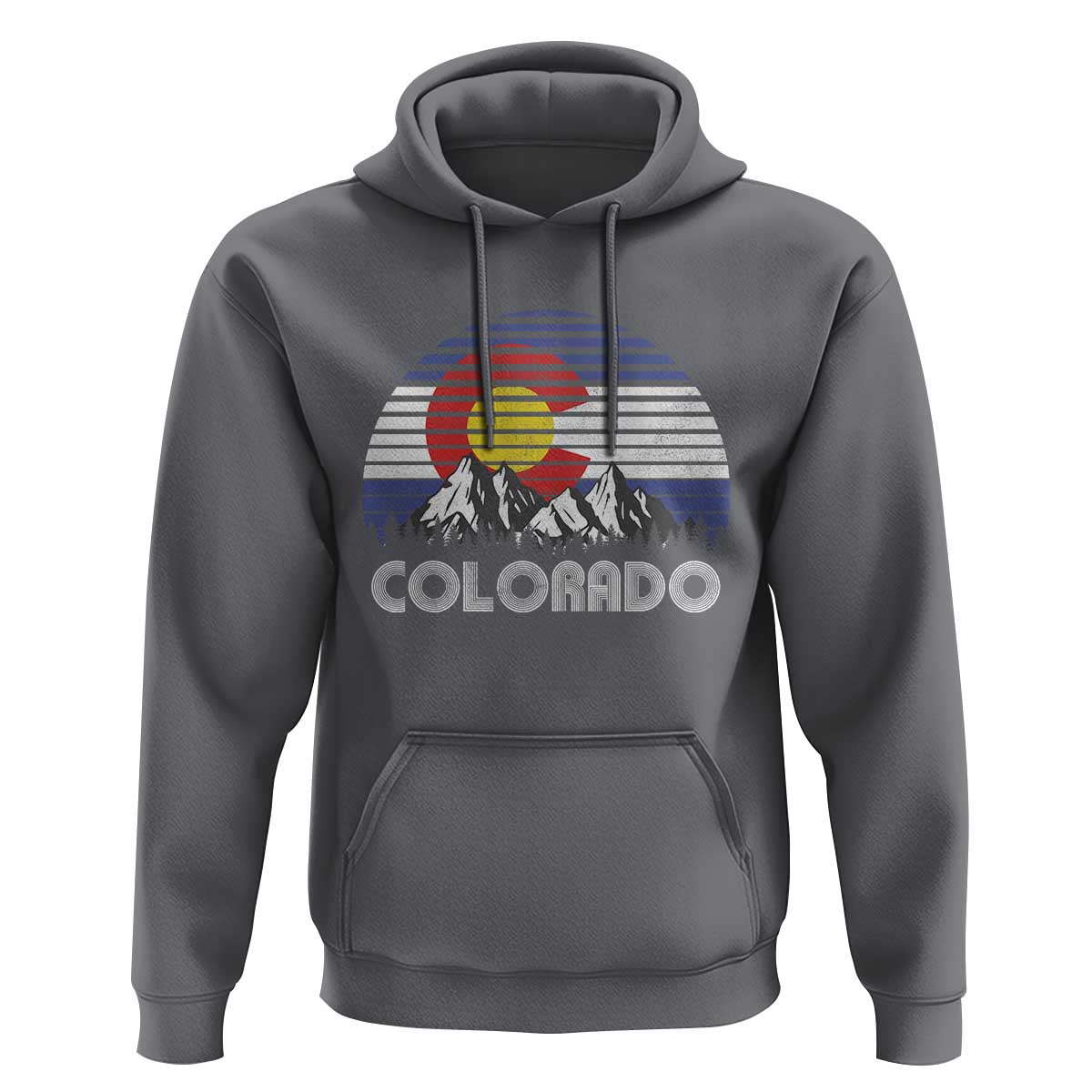 Colorado Flag Mountain 70s Retro Patriotic Colorado State Day Hoodie - Wonder Print Shop