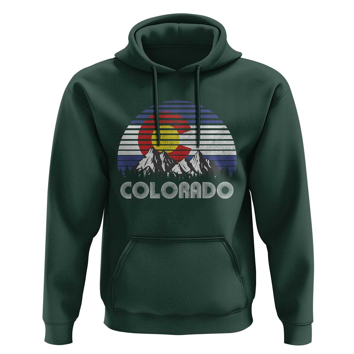 Colorado Flag Mountain 70s Retro Patriotic Colorado State Day Hoodie - Wonder Print Shop
