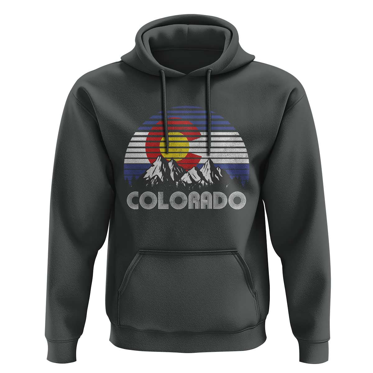 Colorado Flag Mountain 70s Retro Patriotic Colorado State Day Hoodie - Wonder Print Shop