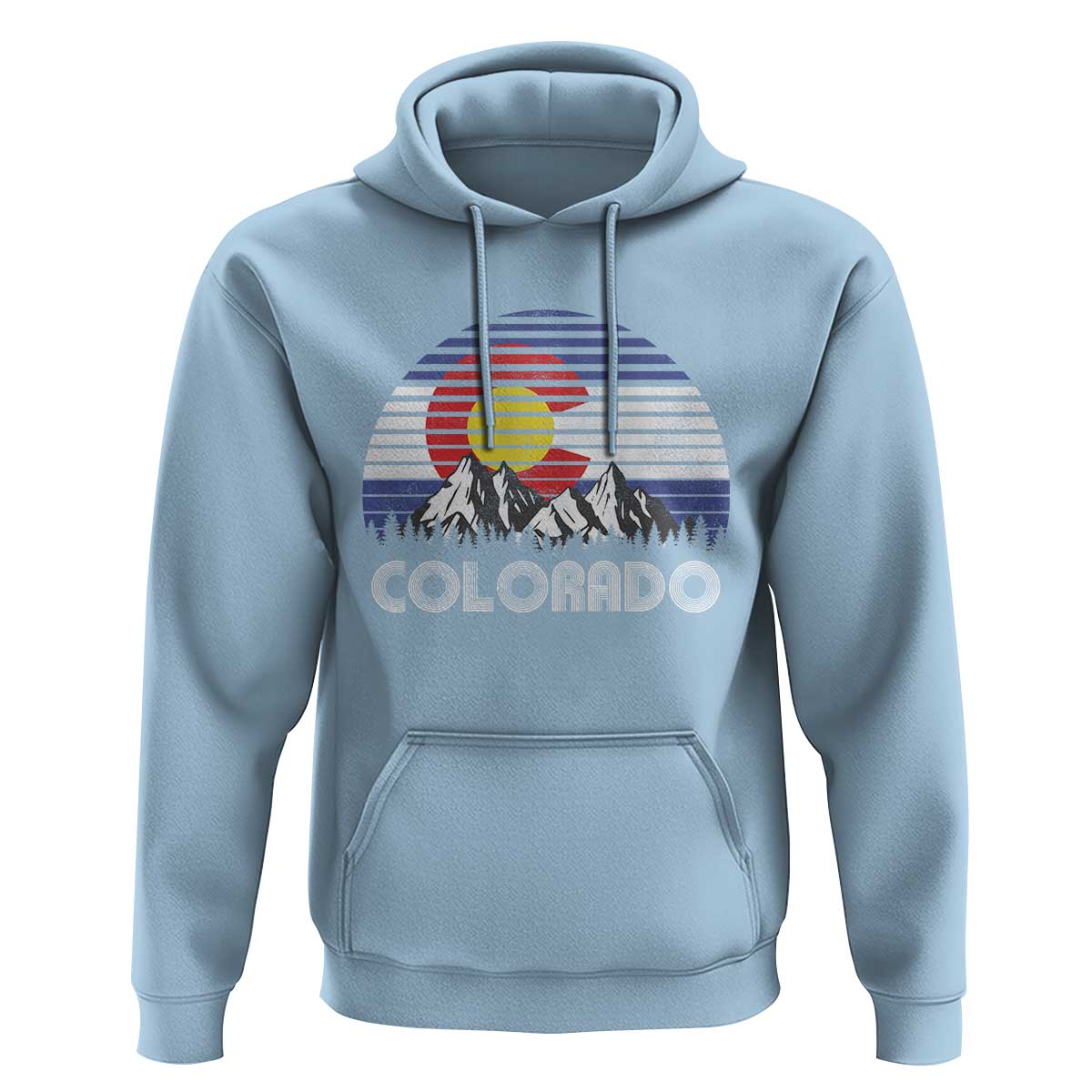 Colorado Flag Mountain 70s Retro Patriotic Colorado State Day Hoodie - Wonder Print Shop