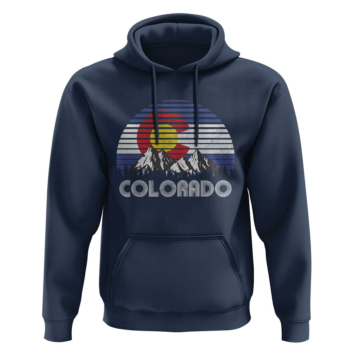 Colorado Flag Mountain 70s Retro Patriotic Colorado State Day Hoodie - Wonder Print Shop
