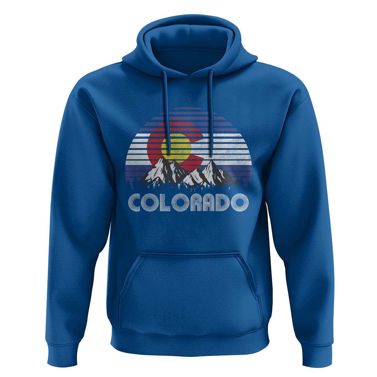 Colorado Flag Mountain 70s Retro Patriotic Colorado State Day Hoodie - Wonder Print Shop