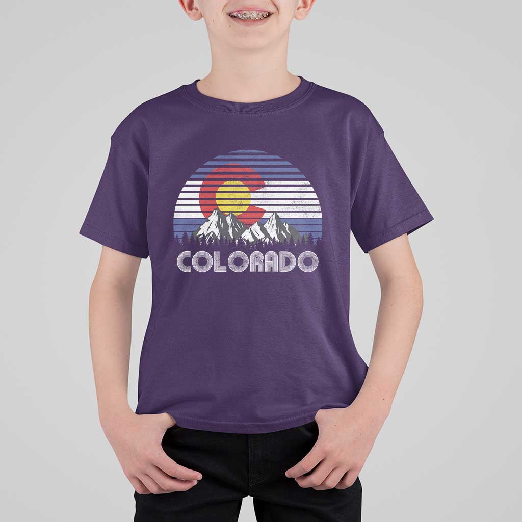Colorado Flag Mountain 70s Retro Patriotic Colorado State Day T Shirt For Kid - Wonder Print Shop