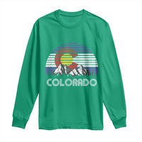 Colorado Flag Mountain 70s Retro Patriotic Colorado State Day Long Sleeve Shirt - Wonder Print Shop