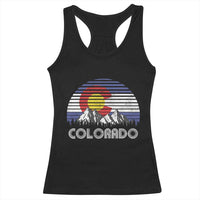 Colorado Flag Mountain 70s Retro Patriotic Colorado State Day Racerback Tank Top - Wonder Print Shop