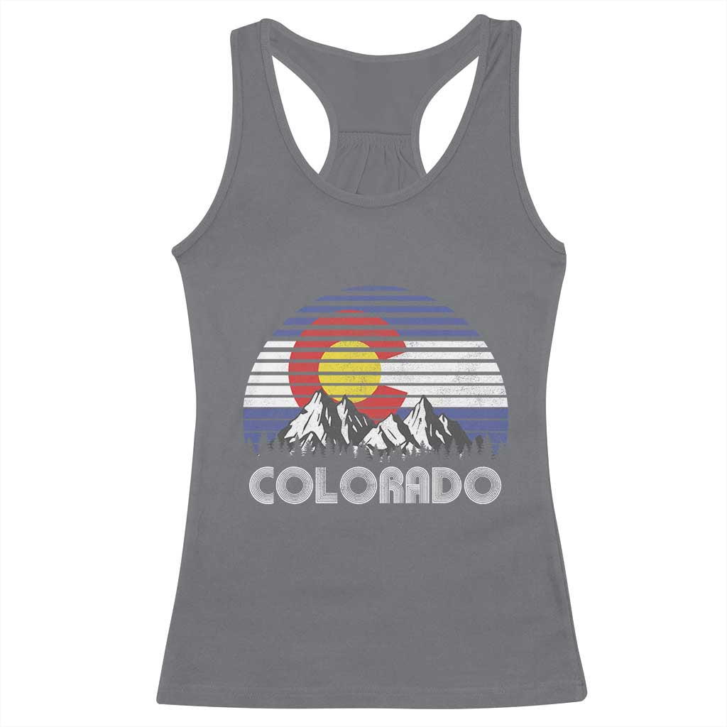 Colorado Flag Mountain 70s Retro Patriotic Colorado State Day Racerback Tank Top - Wonder Print Shop
