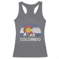Colorado Flag Mountain 70s Retro Patriotic Colorado State Day Racerback Tank Top - Wonder Print Shop