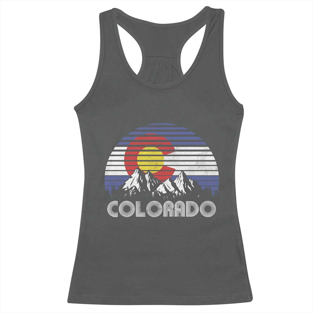 Colorado Flag Mountain 70s Retro Patriotic Colorado State Day Racerback Tank Top - Wonder Print Shop