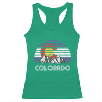 Colorado Flag Mountain 70s Retro Patriotic Colorado State Day Racerback Tank Top - Wonder Print Shop
