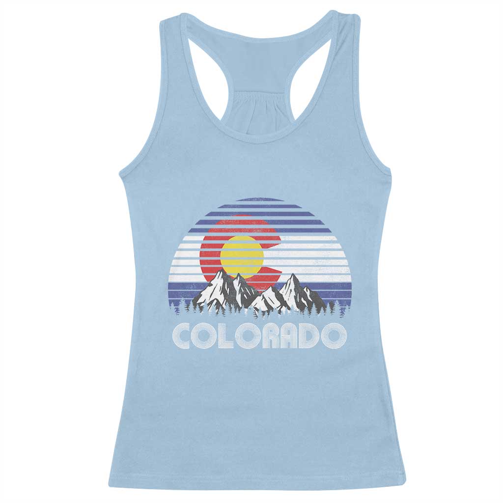 Colorado Flag Mountain 70s Retro Patriotic Colorado State Day Racerback Tank Top - Wonder Print Shop