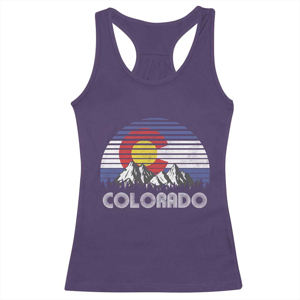 Colorado Flag Mountain 70s Retro Patriotic Colorado State Day Racerback Tank Top - Wonder Print Shop
