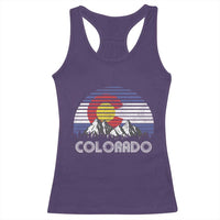 Colorado Flag Mountain 70s Retro Patriotic Colorado State Day Racerback Tank Top - Wonder Print Shop