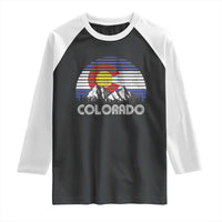 Colorado Flag Mountain 70s Retro Patriotic Colorado State Day Raglan Shirt - Wonder Print Shop
