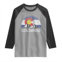 Colorado Flag Mountain 70s Retro Patriotic Colorado State Day Raglan Shirt - Wonder Print Shop