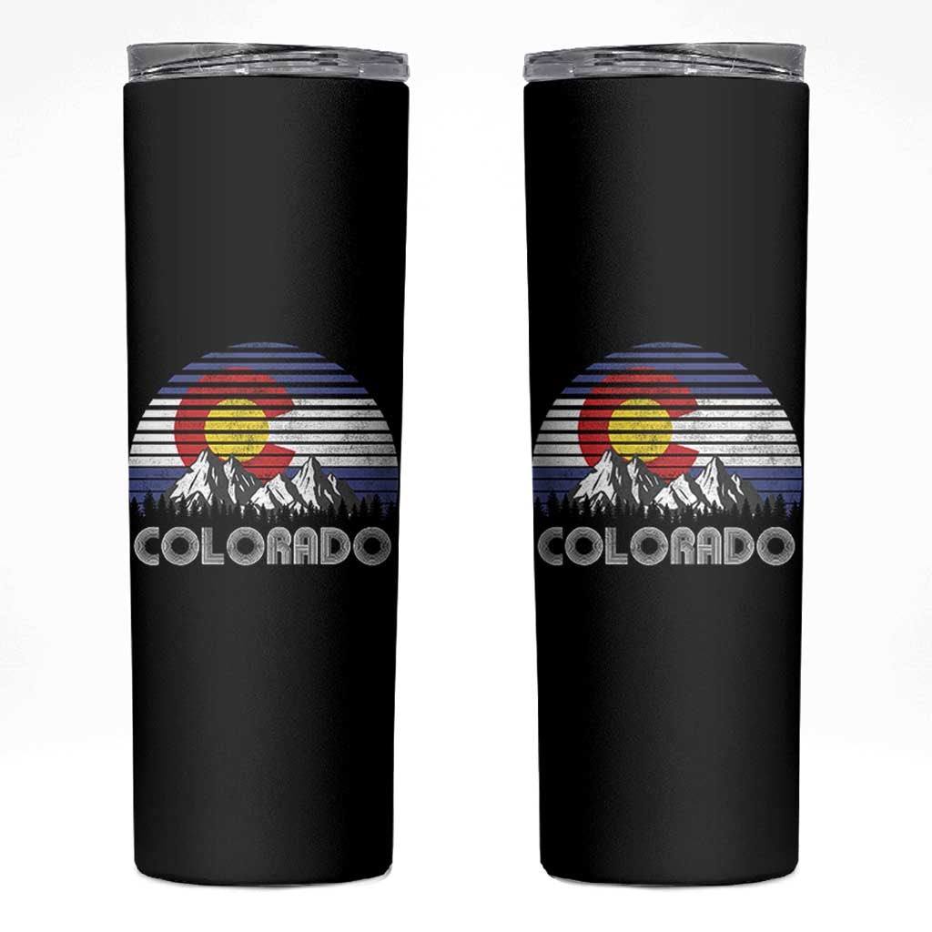 Colorado Flag Mountain 70s Retro Patriotic Colorado State Day Skinny Tumbler - Wonder Print Shop