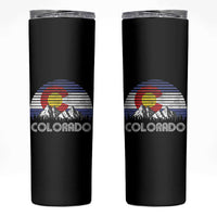 Colorado Flag Mountain 70s Retro Patriotic Colorado State Day Skinny Tumbler - Wonder Print Shop
