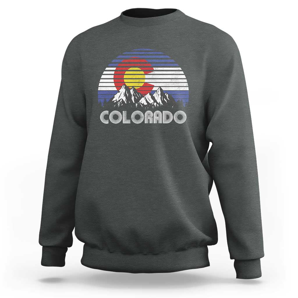 Colorado Flag Mountain 70s Retro Patriotic Colorado State Day Sweatshirt - Wonder Print Shop