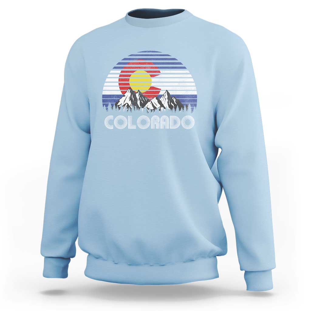 Colorado Flag Mountain 70s Retro Patriotic Colorado State Day Sweatshirt - Wonder Print Shop