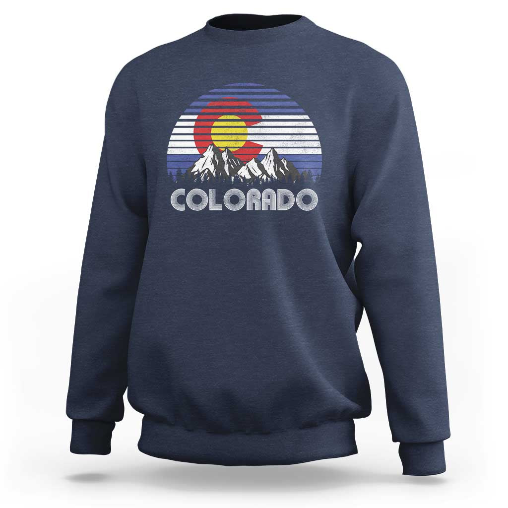 Colorado Flag Mountain 70s Retro Patriotic Colorado State Day Sweatshirt - Wonder Print Shop