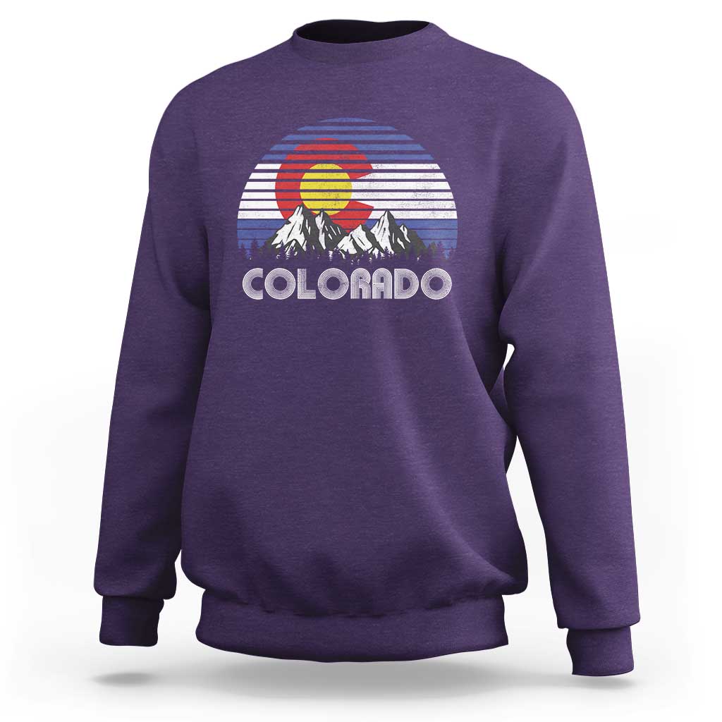Colorado Flag Mountain 70s Retro Patriotic Colorado State Day Sweatshirt - Wonder Print Shop
