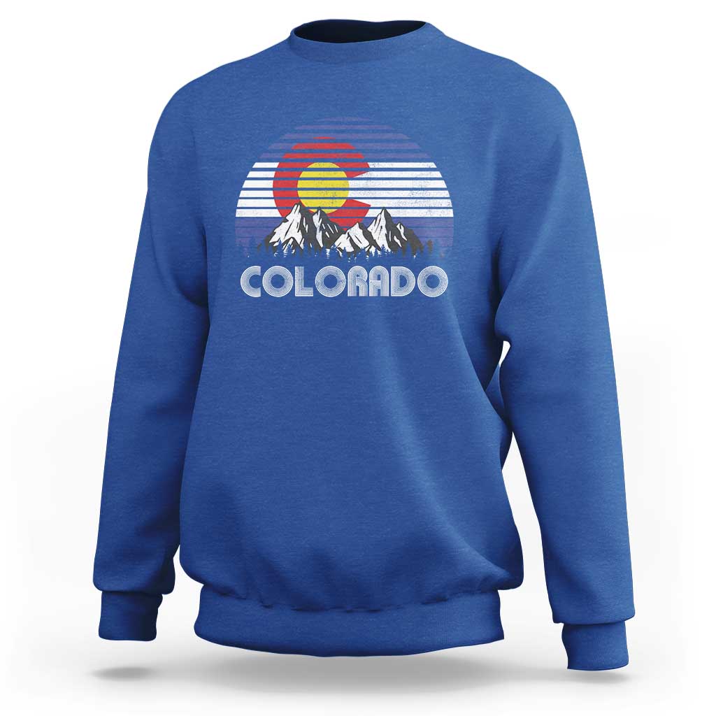 Colorado Flag Mountain 70s Retro Patriotic Colorado State Day Sweatshirt - Wonder Print Shop
