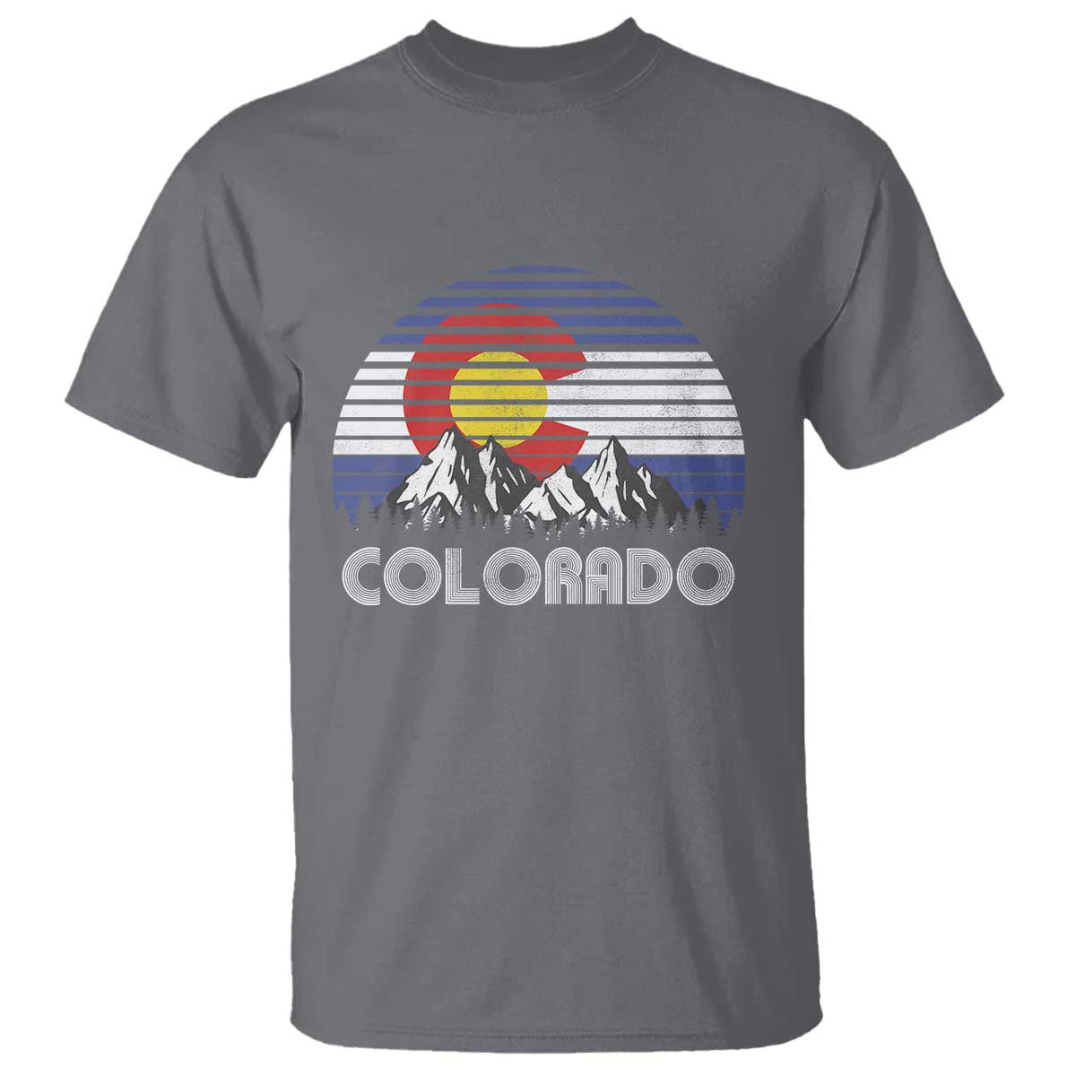 Colorado Flag Mountain 70s Retro Patriotic Colorado State Day T Shirt - Wonder Print Shop