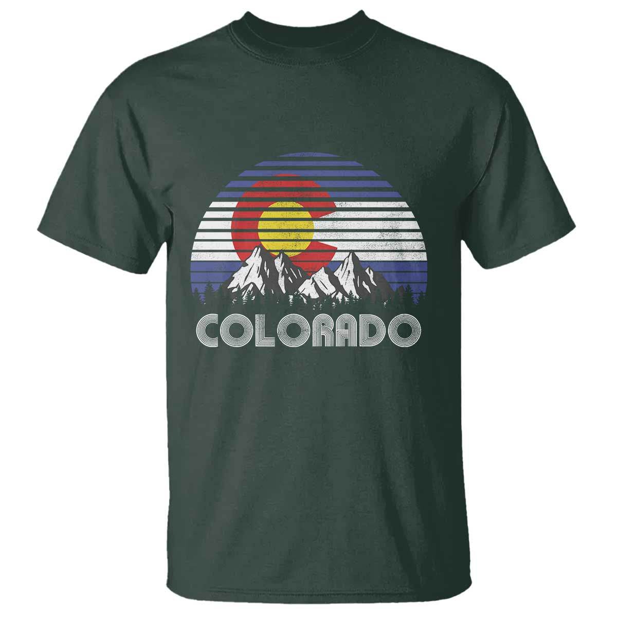 Colorado Flag Mountain 70s Retro Patriotic Colorado State Day T Shirt - Wonder Print Shop